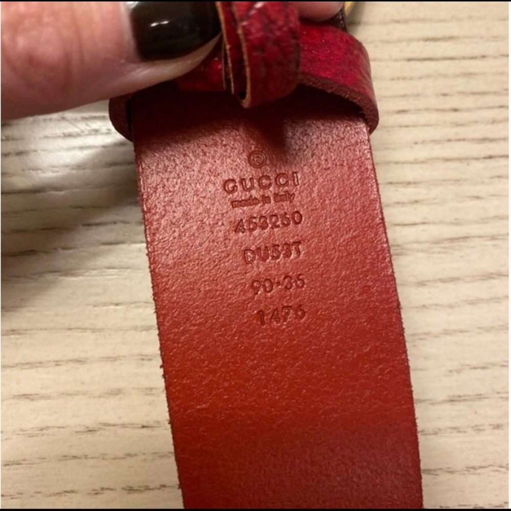 Authentic Red Leather GG Gucci Belt - Picture 5 of 5